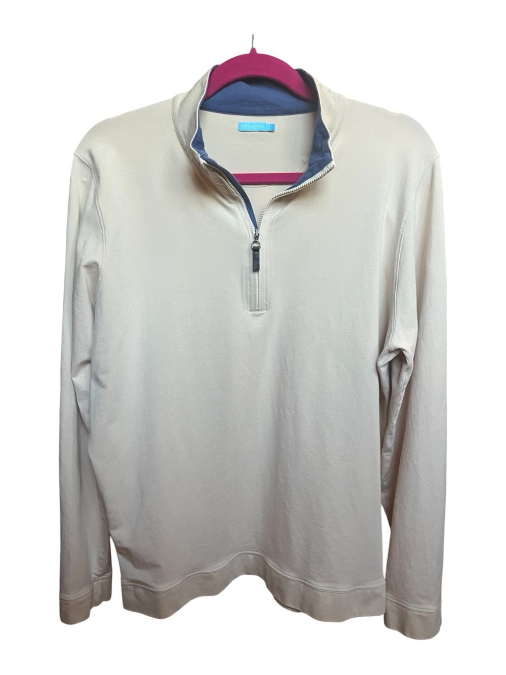J. McLaughlin Men’s Quarter-Zip Pullover in Cream with Navy Trim